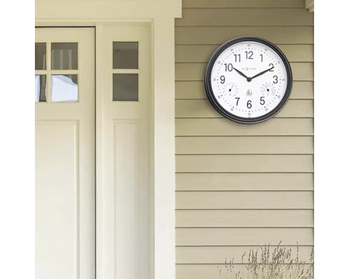 Wanduhr mit Thermometer und Hygrometer für den Außenbereich
