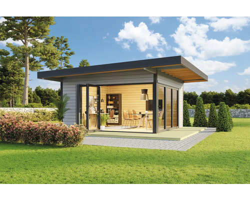 Gartenhaus Outdoor Life Domeo 9 inkl. Fußboden 590 x 590 cm lichtgrau