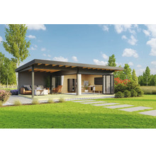 Gartenhaus Outdoor Life Domeo 10 inkl. Fußboden, Terrasse 890 x 590 cm carbongrau