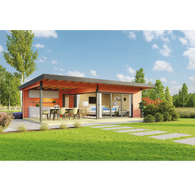 Gartenhaus Outdoor Life Domeo 10 inkl. Fußboden, Terrasse 890 x 590 cm schwedenrot