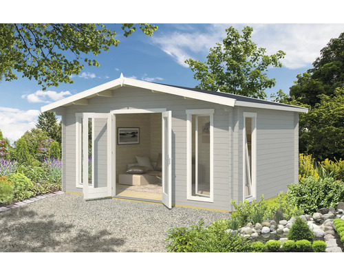 Gartenhaus Outdoor Life Elgin 44 Set Silber inkl. Fußboden, Echtglas 527,9 x 430 cm lichtgrau Gartenhaus Outdoor Life Elgin 44 Set Silber inkl. Fußboden, Echtglas 527,9 x 430 cm lichtgrau
