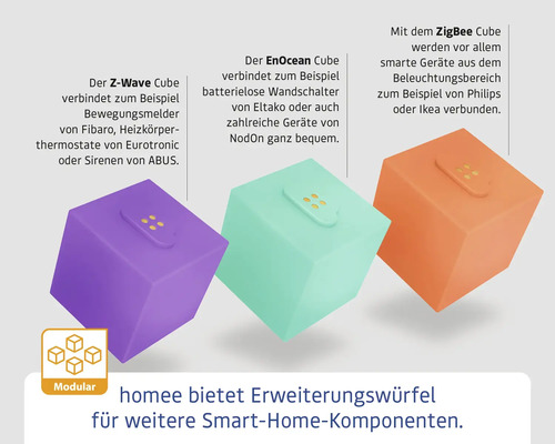 Homee Erweiterungswürfel für Smart Home Komponenten: Z-Wave, EnOcean und ZigBee