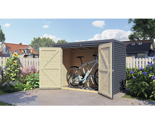 Fahrradgarage, Gartenschrank Bertilo Fineline Rhombusprofil 207 x 103 x 143 cm RAL 7016 anthrazit