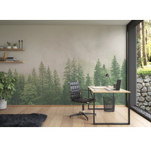 Büro mit Fototapete, Schreibtisch und Bürostuhl