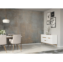 Esszimmer mit Esstisch, Stühlen, Sideboard und Wandpaneelen im modernen Design