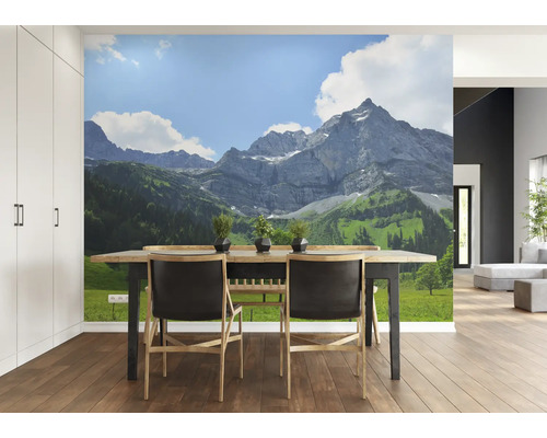 Wohnraum mit Fototapete Berglandschaft