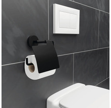 Toilettenpapierhalter REIKA SAKU mit Deckel schwarz matt-thumb-2