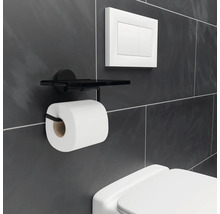 Toilettenpapierhalter REIKA SAKU mit Ablage schwarz matt glänzend-thumb-2