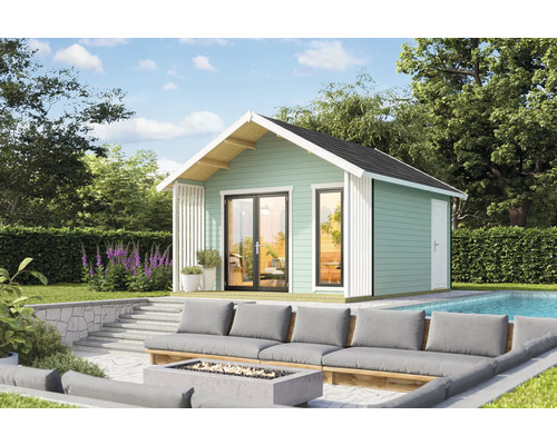 Gartenhaus Outdoor Life Murano 1 inkl. Fußboden 390 x 410 cm gletschergrün