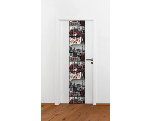 Weiße Tür mit London Design Folie