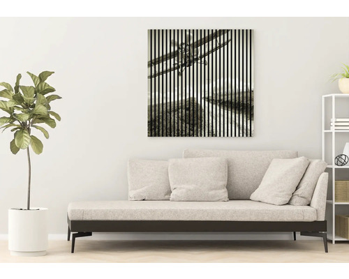 Dekorative Leinwand mit Flugzeugmotiv im Wohnzimmer