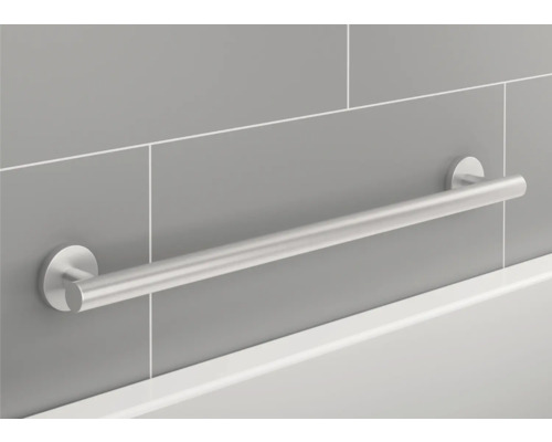 Haltegriff aus Edelstahl an gefliester Wand