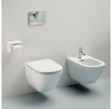 Wandhängendes WC und Bidet mit Armatur, Spülkasten und Toilettenpapierhalter zur Badausstattung