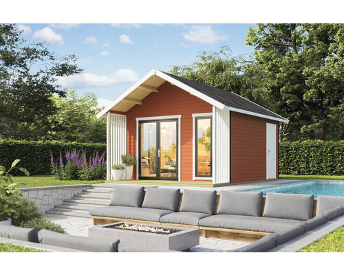 Gartenhaus Outdoor Life Murano 1 inkl. Fußboden 390 x 410 cm schwedenrot