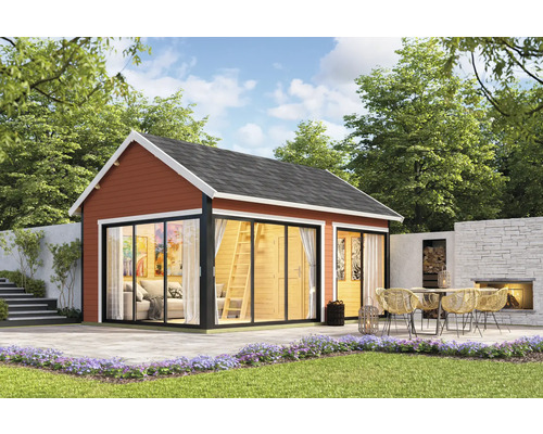 Gartenhaus Outdoor Life Murano 3 inkl. Fußboden, Schlafboden 578 x 390 cm schwedenrot