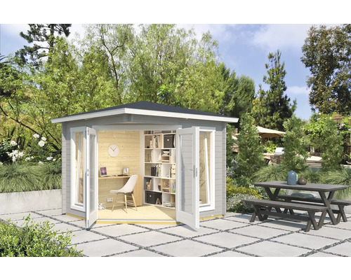 Gartenhaus Outdoor Life Oban 40 inkl. Fußboden 239,6 x 239,6 cm lichtgrau