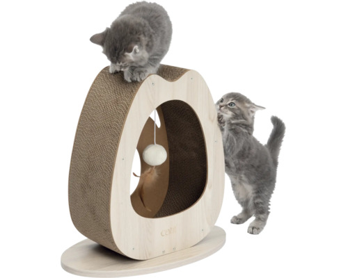 Katzenkratzbaum mit zwei grauen Kätzchen