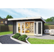 Modernes Gartenhaus mit Büroausstattung, Terrasse und Gartenanlage
