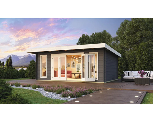 Gartenhaus Outdoor Life Sussex 2 inkl. Fußboden 570 x 360 cm carbongrau