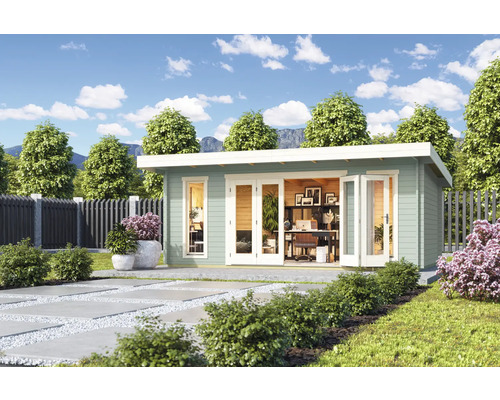 Gartenhaus Outdoor Life Sussex 2 inkl. Fußboden 570 x 360 cm gletschergrün