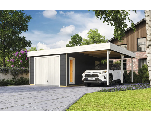 Einzelgarage Outdoor Life Bahamas mit Schwingtor inkl. Dachanbau 660 x 540 cm carbongrau Einzelgarage Outdoor Life Bahamas mit Schwingtor inkl. Dachanbau 660 x 540 cm carbongrau