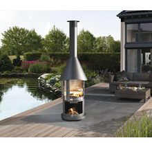 Buschbeck Holzkohlegrill Edelstahlkamin Melbourne Ø 65 cm H 230 cm hellgrau rund