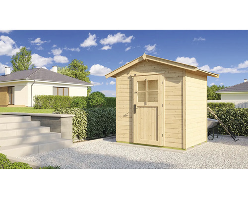 Gartenhaus weka 223 Gr. 1 inkl. Fußboden 260 x 178 cm natur Garten Szene mit Gerätehaus aus Holz mit Tür