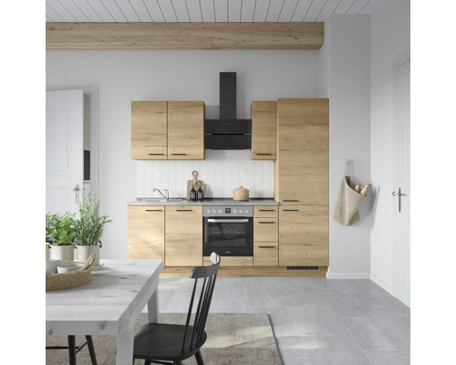 NOBILIA Küchenzeile mit Geräten Natur 240 cm eiche sierra matt vormontiert Variante rechts