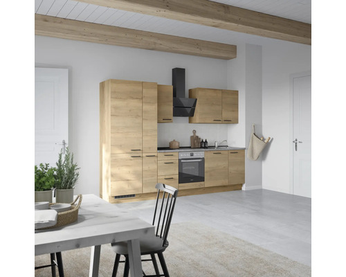NOBILIA Küchenzeile Natur 300 cm eiche sierra matt vormontiert Variante links