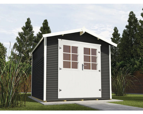 Gartenhaus weka 218 Gr. 1 inkl. Fußboden 260 x 239 cm anthrazit Gartenhaus mit Doppeltür und Fenster