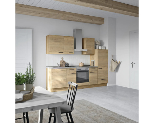 NOBILIA Küchenzeile mit Geräten Natur 270 cm eiche sierra matt vormontiert Variante rechts