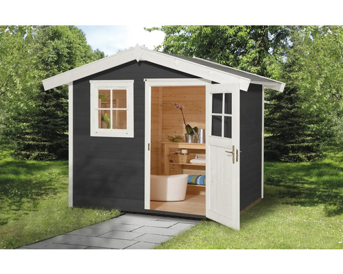 Gartenhaus weka 123 Gr. 2 inkl. Fußboden 306 x 274 cm anthrazit Holzgartenhaus mit Fenster und offener Doppeltür