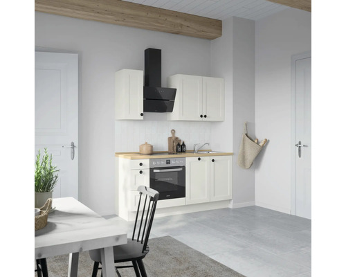 NOBILIA Küchenzeile mit Geräten Urban Landhaus 180 cm Frontfarbe weiß matt Korpusfarbe weiß Variante links