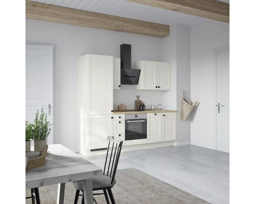 NOBILIA Küchenzeile mit Geräten Urban 240 cm weiß matt vormontiert Variante links