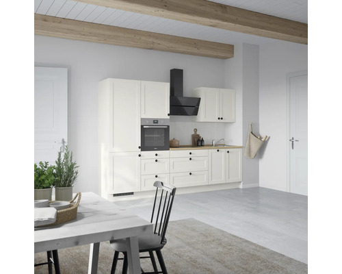 NOBILIA Küchenzeile mit Geräten Urban 300 cm weiß matt vormontiert Variante links