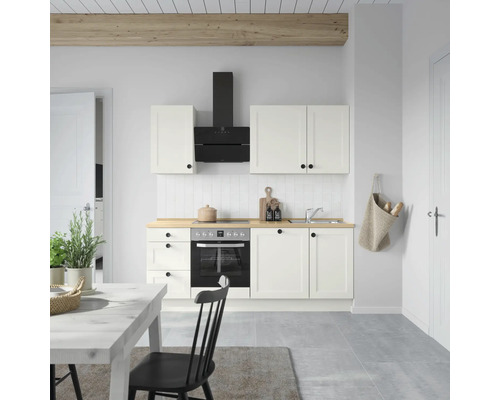 NOBILIA Küchenzeile mit Geräten Urban Landhaus 210 cm Frontfarbe weiß matt Korpusfarbe weiß Variante links