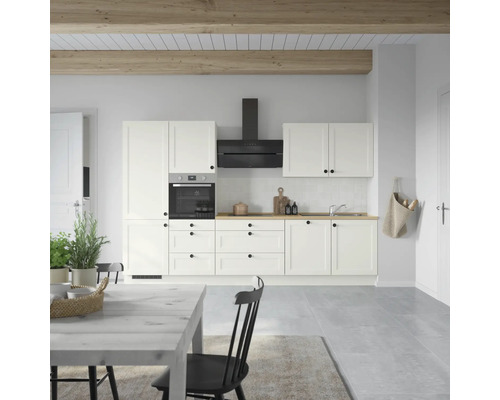 NOBILIA Küchenzeile Urban Landhaus 330 cm Frontfarbe weiß matt Korpusfarbe weiß Variante links