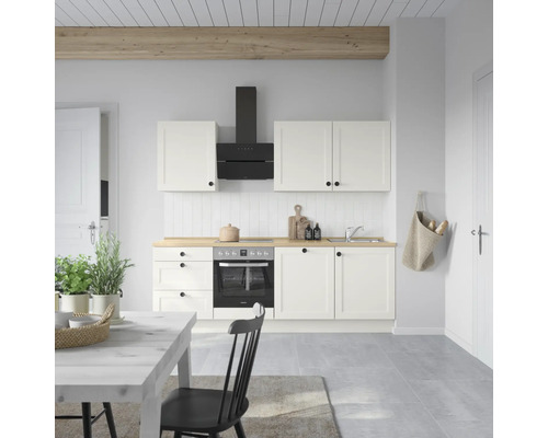 NOBILIA Küchenzeile mit Geräten Urban Landhaus 240 cm Frontfarbe weiß matt Korpusfarbe weiß Variante links