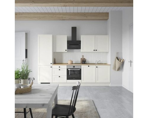 NOBILIA Küchenzeile mit Geräten Urban 300 cm weiß matt vormontiert Variante links