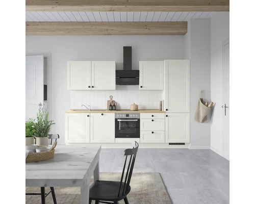 NOBILIA Küchenzeile mit Geräten Urban 300 cm weiß matt vormontiert Variante rechts