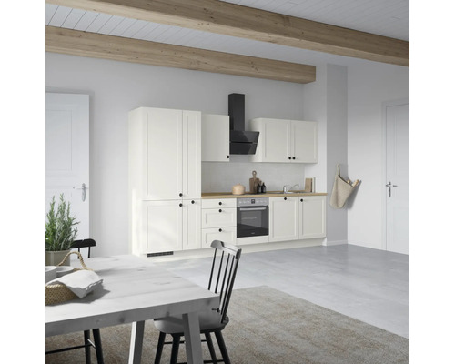 NOBILIA Küchenzeile mit Geräten Urban 330 cm weiß matt vormontiert Variante links