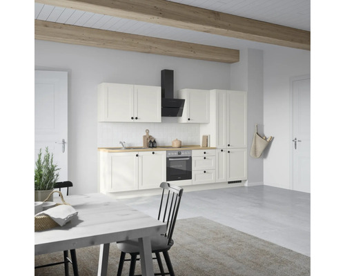 NOBILIA Küchenzeile mit Geräten Urban 330 cm weiß matt vormontiert Variante rechts