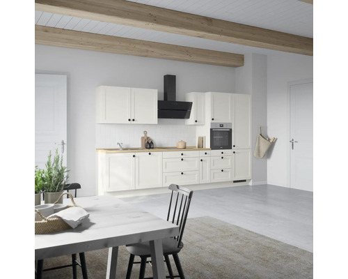 NOBILIA Küchenzeile Urban Landhaus 360 cm Frontfarbe weiß matt Korpusfarbe weiß Variante rechts