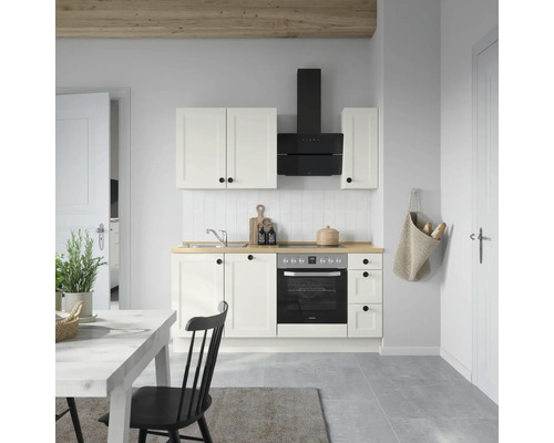 NOBILIA Küchenzeile mit Geräten Urban 180 cm weiß matt vormontiert Variante rechts