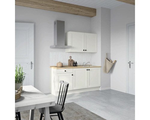 NOBILIA Küchenzeile Urban Landhaus 180 cm Frontfarbe weiß matt Korpusfarbe weiß Variante links