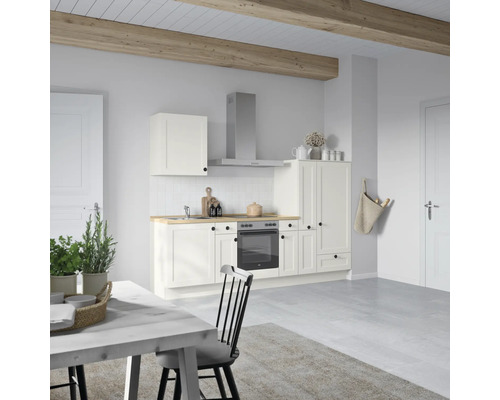 NOBILIA Küchenzeile mit Geräten Urban 270 cm weiß matt vormontiert Variante rechts