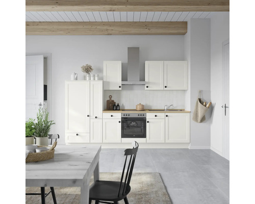 NOBILIA Küchenzeile mit Geräten Urban 300 cm weiß matt montiert Variante links