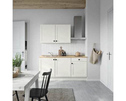 NOBILIA Küchenzeile mit Geräten Urban Landhaus 180 cm Frontfarbe weiß matt Korpusfarbe weiß Variante rechts