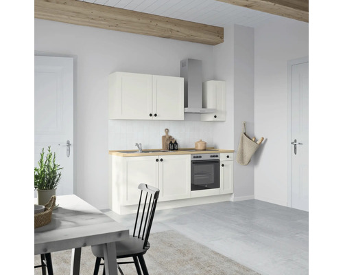 NOBILIA Küchenzeile Urban Landhaus 210 cm Frontfarbe weiß matt Korpusfarbe weiß Variante rechts