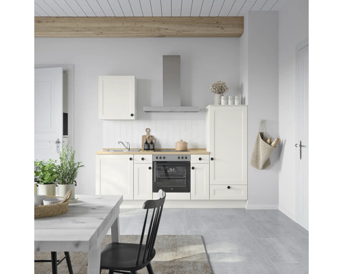 NOBILIA Küchenzeile mit Geräten Urban 240 cm weiß matt montiert Variante rechts